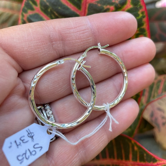 SOLD ⭐️ Sterling Silver Hoop Earrings - Picture 9 of 13